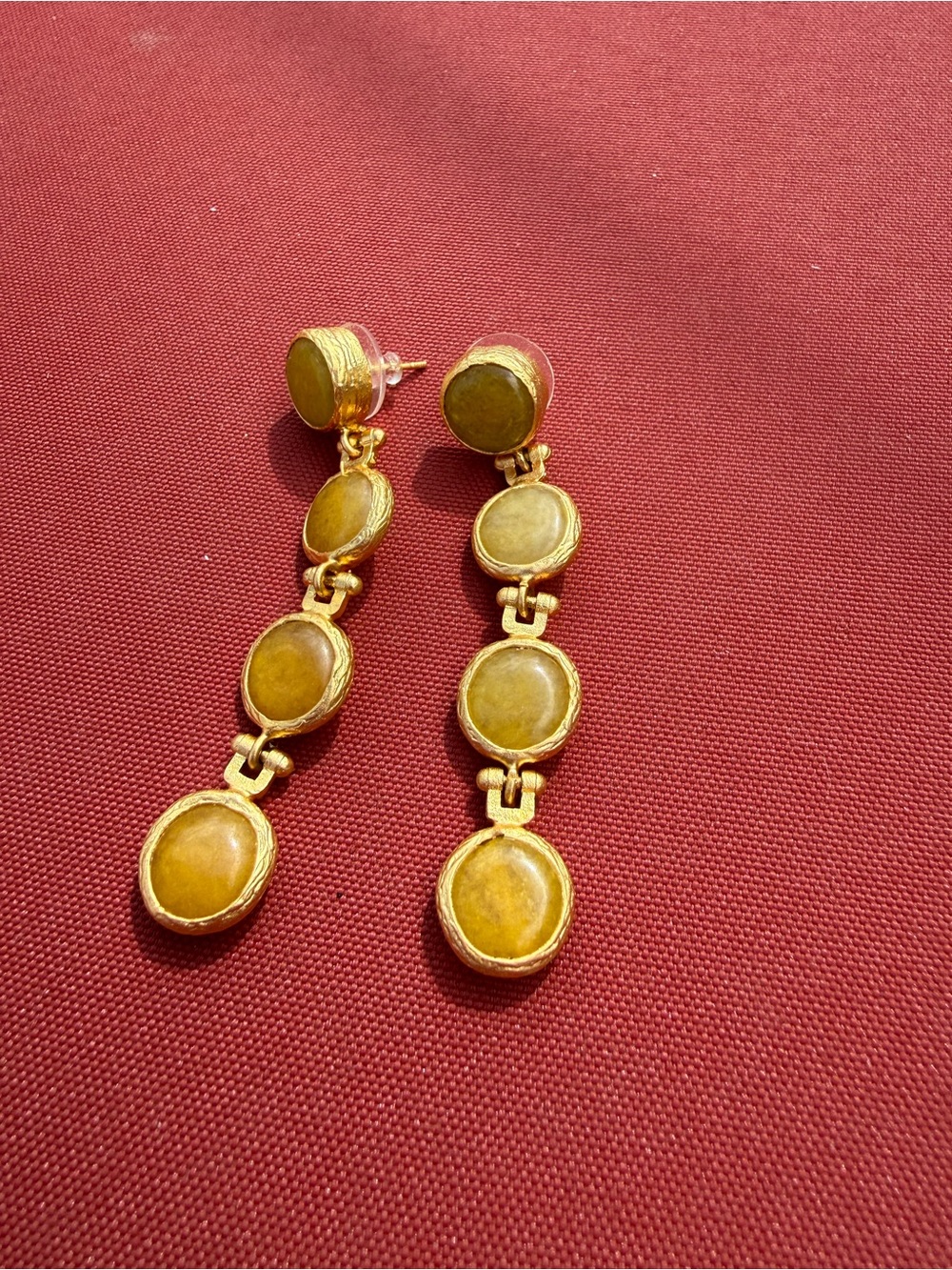 Handmade Yellow Stone Drop Earrings
